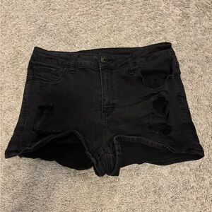 Classic Black Distressed Jean Shorts
